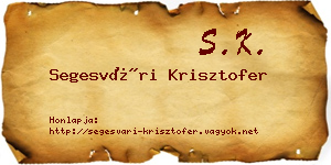 Segesvári Krisztofer névjegykártya